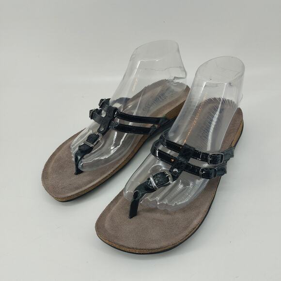 Mephisto Women's Black Patent Leather Thong Sandals 10 EUR 40 - Picture 7 of 11